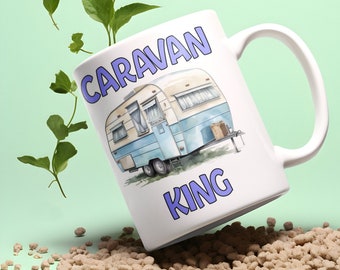 Caravan Mug Gift - Caravan King - Nice Novelty Cute Funny Joke Holiday Travel Vacation Cup Present