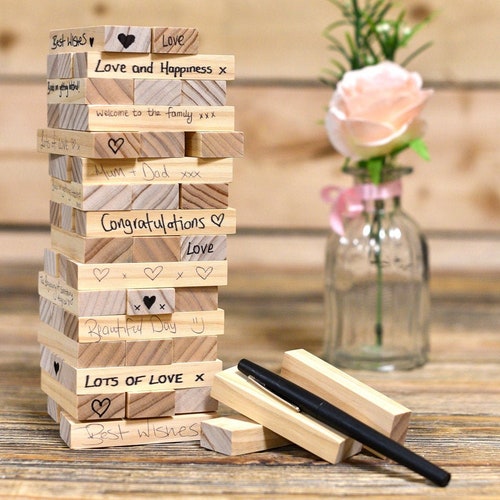 Wedding Jenga Style Blocks 72 Piece Guest Book Etsy UK
