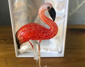 Objets d'art Miniature Glass Flamingo