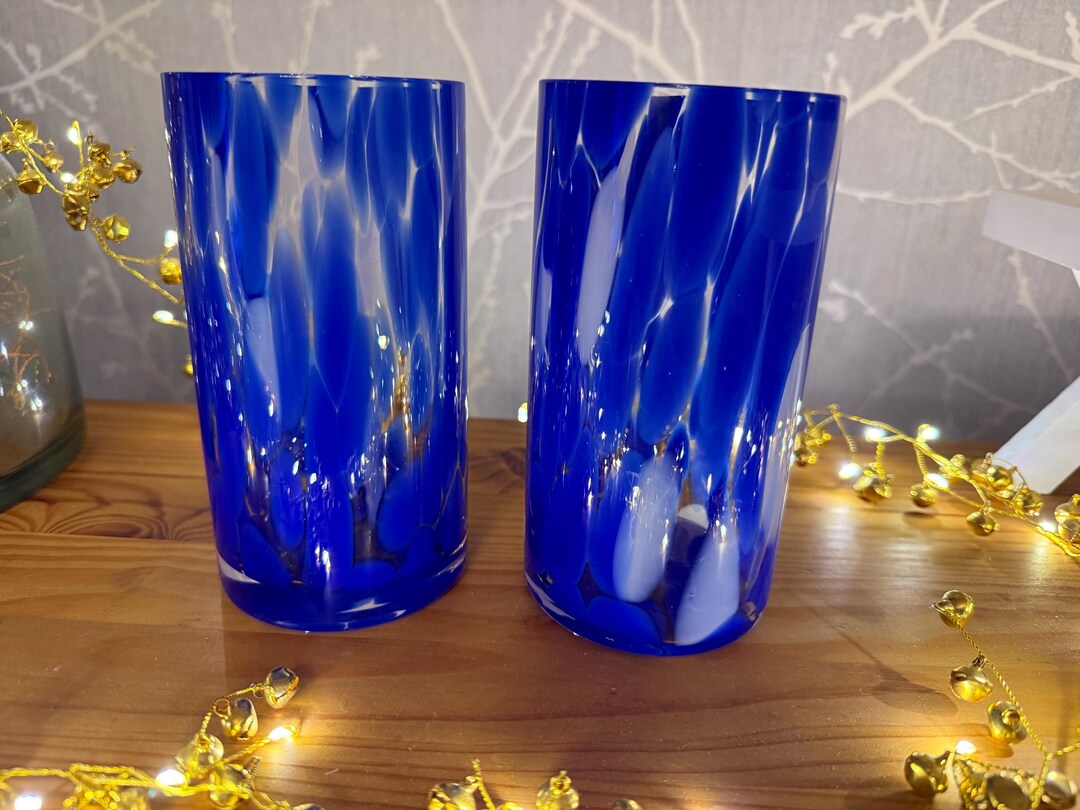 Blue Tortoise Shell Hi Ball Glass Set of 2 - Etsy UK