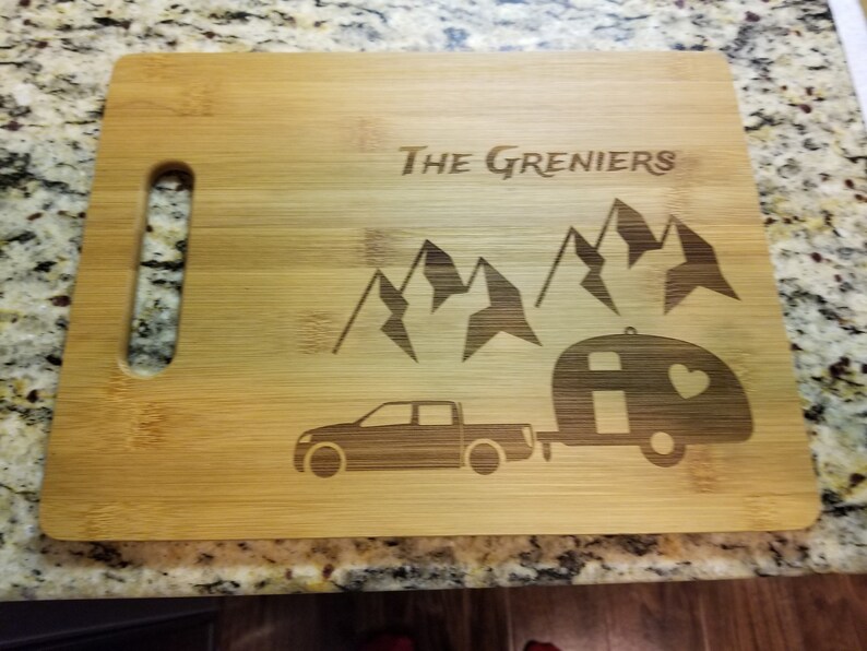 Camping Personalized Bamboo Cutting Board / 13.5 x 9.5 / Engraved Cutting Board / Custom Cutting Board image 5