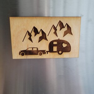 Camping Personalized Magnet / Wood Magnet / Business Card Magnet / Custom Magnet