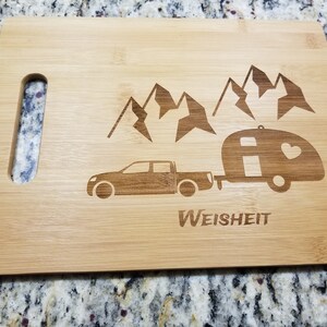 Camping Personalized Bamboo Cutting Board / 13.5 x 9.5 / Engraved Cutting Board / Custom Cutting Board image 8