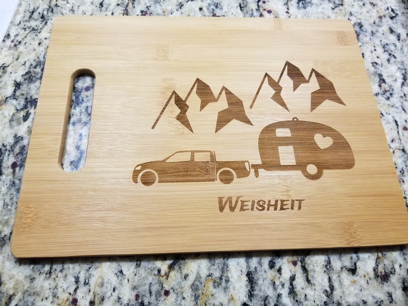 Camping Personalized Bamboo Cutting Board / 13.5 x 9.5 / Engraved Cutting Board / Custom Cutting Board image 8