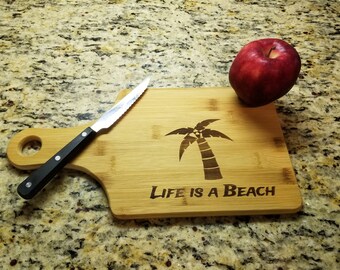 Beach Bread Board / 13.5 x 7 / Bamboo Cutting Board / Personalized Cutting Board / Paddle Cutting Board