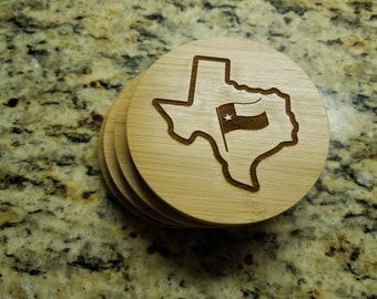 Texas Drink Coasters / State Coaster Set / Personalized Coasters