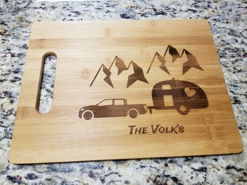 Camping Personalized Bamboo Cutting Board / 13.5 x 9.5 / Engraved Cutting Board / Custom Cutting Board image 7