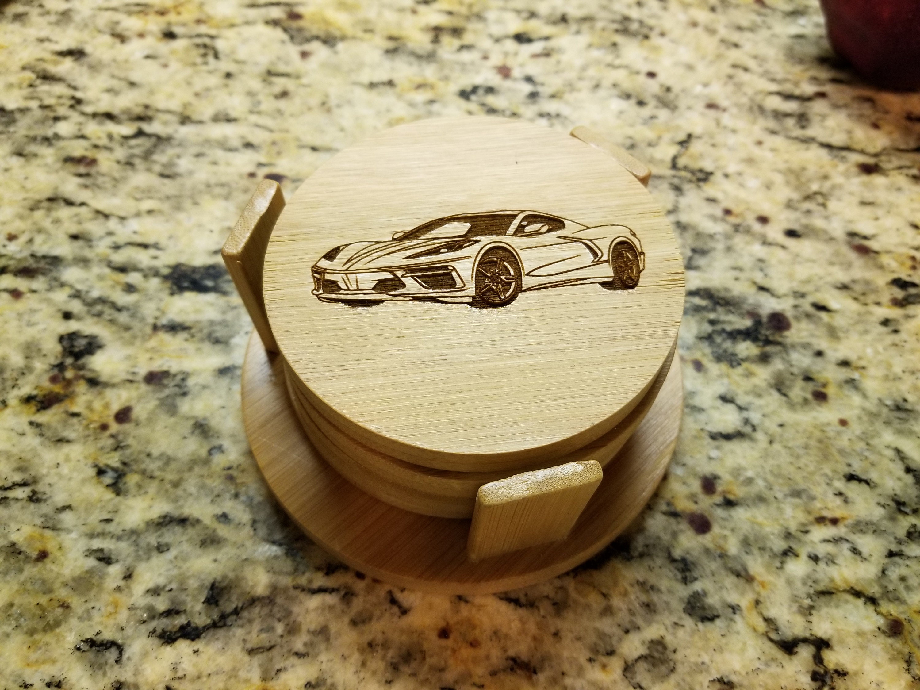 C8 Corvette Drink Coasters / Bamboo Coaster Set / | Etsy