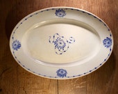 Antique french ironstone ovale plate from an unknown factory stamped Serpenta S.F.N.G.R terre de fer at the back, probably late 19th Century
