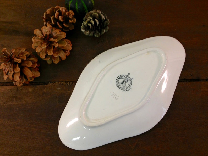 Moulin des Loups /& Hamage Small vintage serving dishes French antique ironstone small lozenge form serving plates From Saint Amand