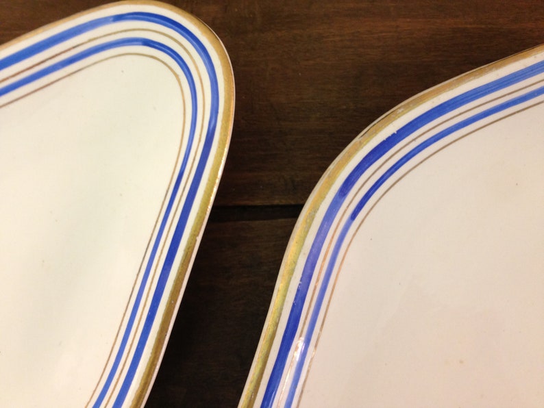 Moulin des Loups /& Hamage Small vintage serving dishes French antique ironstone small lozenge form serving plates From Saint Amand