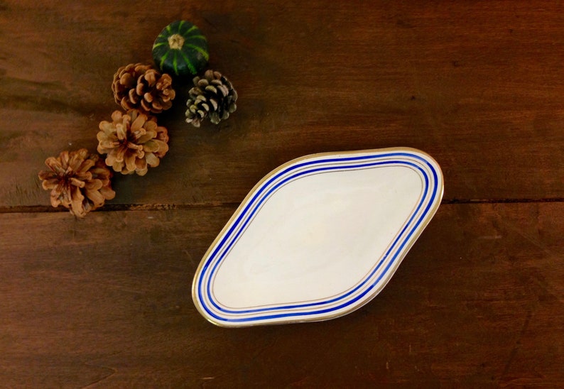 Moulin des Loups /& Hamage Small vintage serving dishes French antique ironstone small lozenge form serving plates From Saint Amand