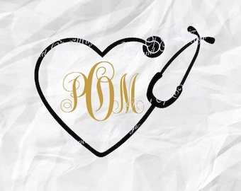 Stethoscope Svg, Heart Monogram Stethoscope SVG, Heart Stethoscope SVG, Nurse Svg, Doctor Svg, Nurse Love DXF, Files for Cricut