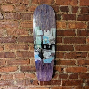 LIFE trash LIGHT death - Mixed Media Collage Handcrafted Cruiser Skateboard
