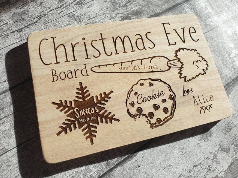 Personalised Christmas eve wooden plate board. Snacks for santa and rudolf for the night before Christmas // Christmas 2021 image 4