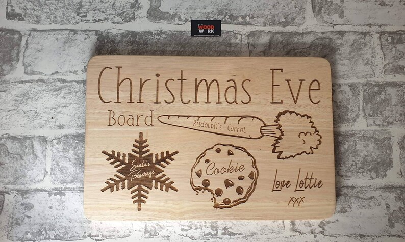 Personalised Christmas eve wooden plate board. Snacks for santa and rudolf for the night before Christmas // Christmas 2021 image 7