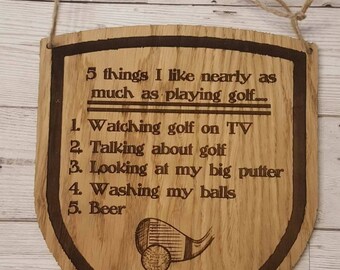 Golfer gift wooden engraved hanging plaque. Perfect gift for anyone who plays golf