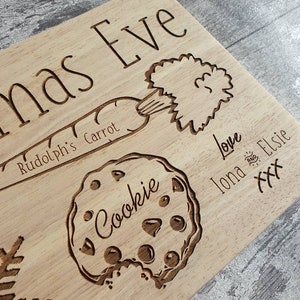 Personalised Christmas eve wooden plate board. Snacks for santa and rudolf for the night before Christmas // Christmas 2021 image 3
