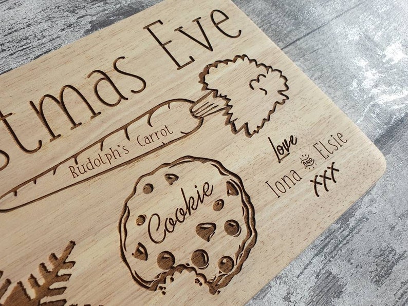 Personalised Christmas eve wooden plate board. Snacks for santa and rudolf for the night before Christmas // Christmas 2021 image 3