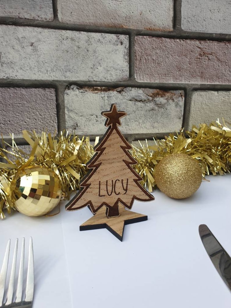 Wooden Christmas Tree Place Setting Personalised Table Etsy