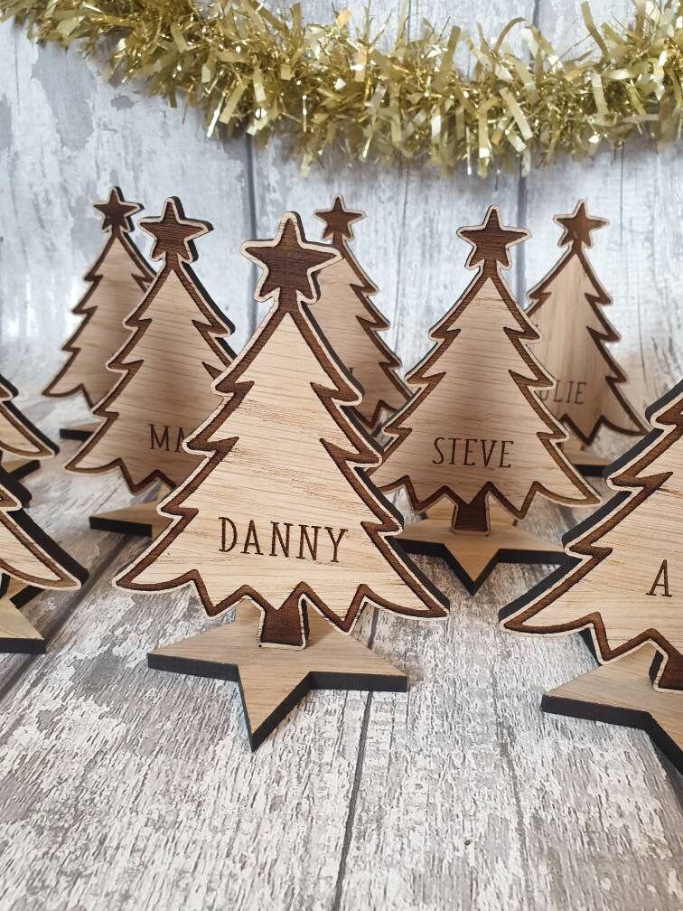 Wooden Christmas Tree Place Setting Personalised Table Etsy UK