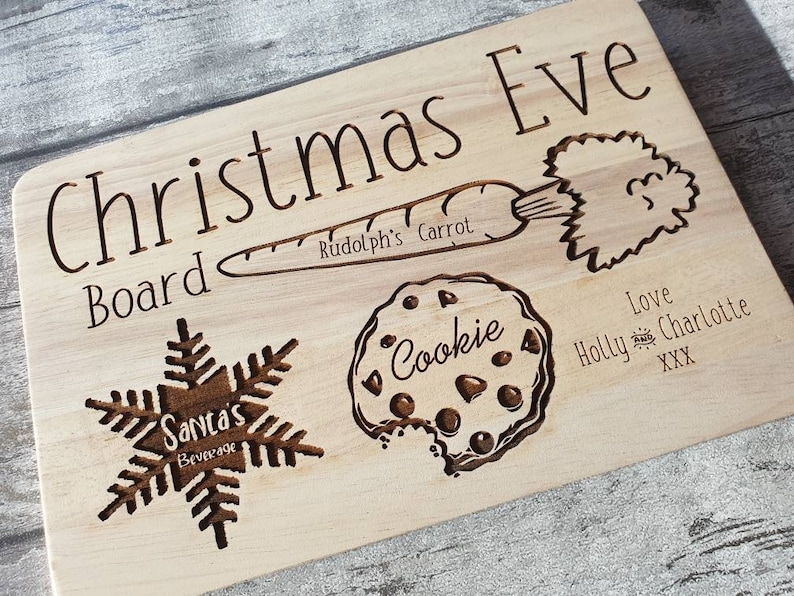 Personalised Christmas eve wooden plate board. Snacks for santa and rudolf for the night before Christmas // Christmas 2021 image 10