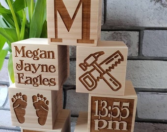 Wooden personalised blocks. Perfect gift for christening or new baby gift