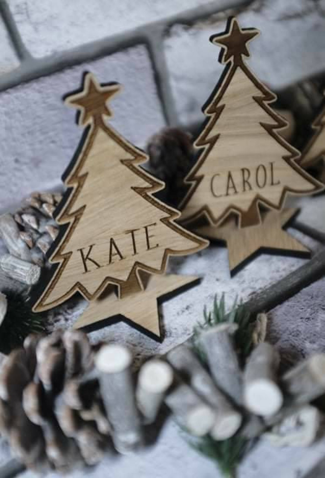 Wooden Christmas Tree Place Setting Personalised Table Etsy UK