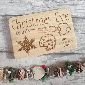 Personalised Christmas eve wooden plate board. Snacks for santa and rudolf for the night before Christmas // Christmas 2021 image 2