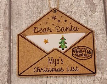 Letter to Santa or Father Christmas wooden envelope