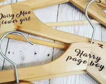 Wooden personalised wedding coat hangers laser engraved not stickers