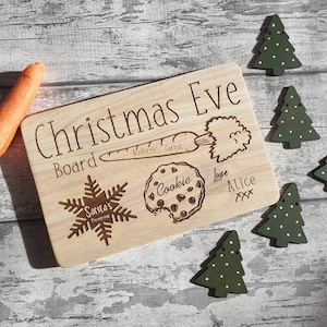 Personalised Christmas eve wooden plate board. Snacks for santa and rudolf for the night before Christmas // Christmas 2021 image 1