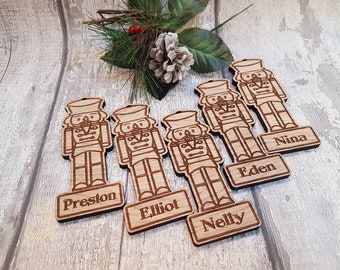 Nut cracker hanging christmas tree decoration personalised with your name. Also use as a Christmas gift tag