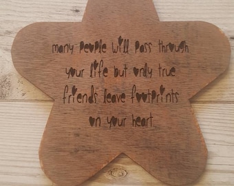 Wooden hanging star best friend quote. Secret Santa gift