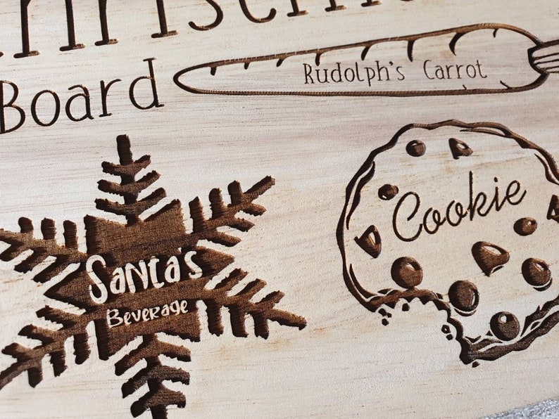 Personalised Christmas eve wooden plate board. Snacks for santa and rudolf for the night before Christmas // Christmas 2021 image 9