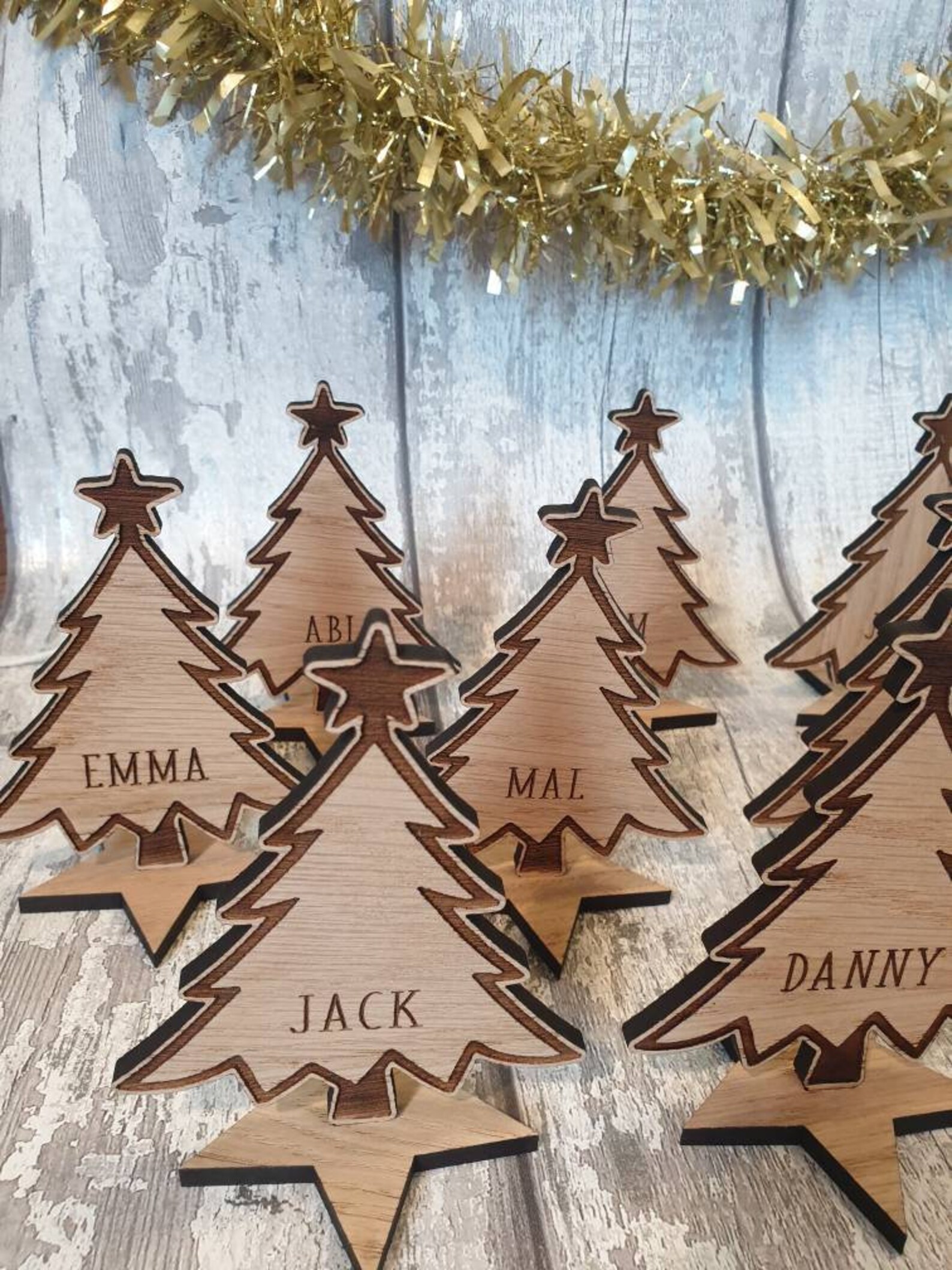 Wooden Christmas Tree Place Setting Personalised Table Etsy UK