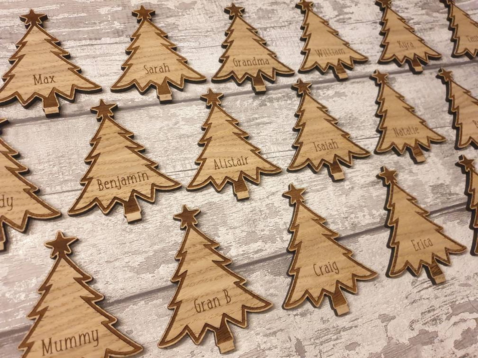 Wooden Christmas Tree Place Setting Personalised Table Etsy UK