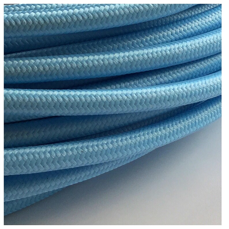 Braided Light Blue Fabric 3 Core Lighting Cable Lamp Cord Image 0