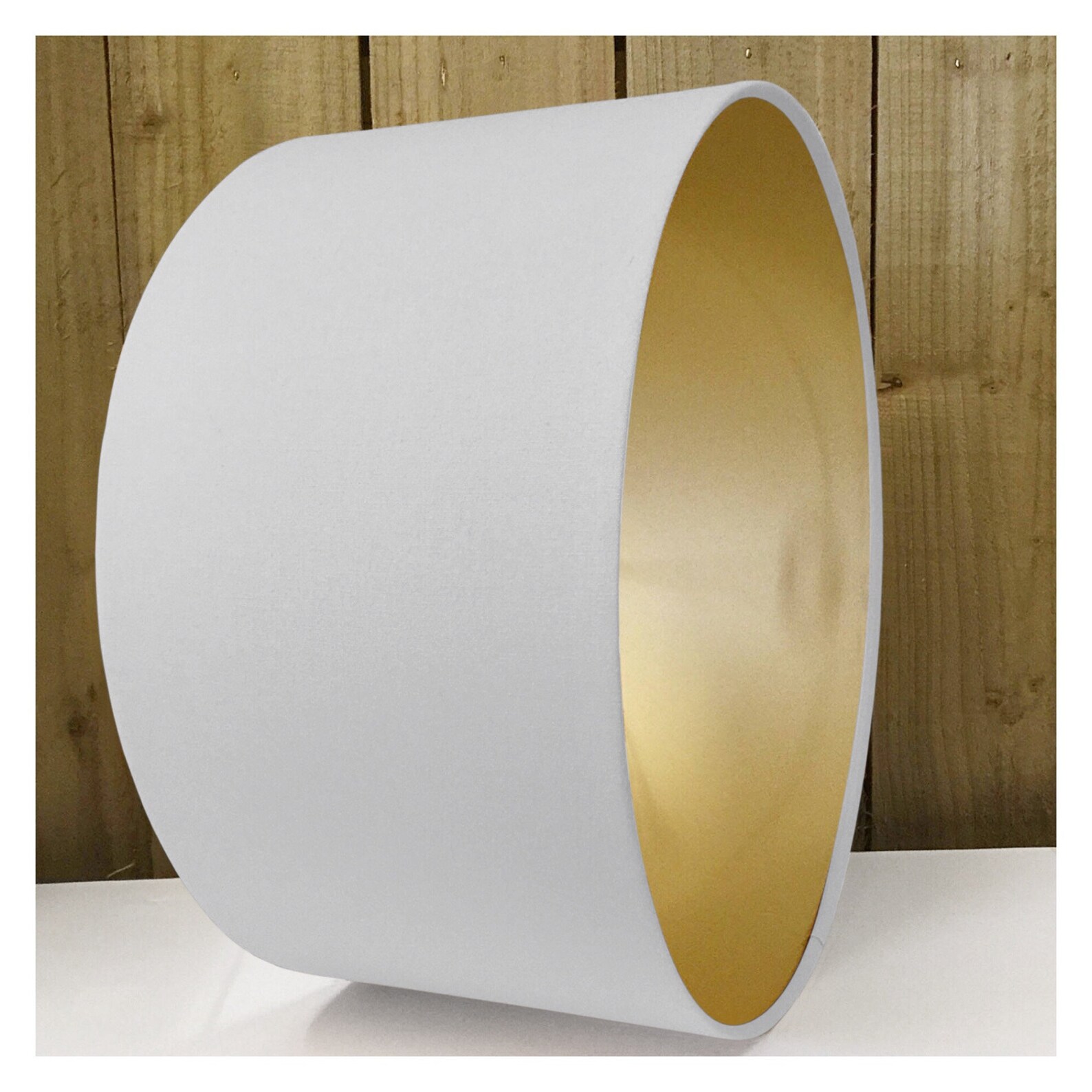 White & Metallic Gold Drum Lampshade Lightshade 20cm 25cm 30cm Etsy UK