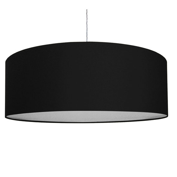 Black Light Shade With Diffuser Various Sizes 25cm 30cm Uk Black Light Shade With Diffuser, Large Black Drum Shade Pendant Light