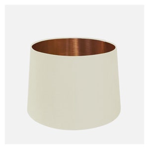 NEW Handmade Brushed Copper Lined Off White Fabric Drum Lampshade Lightshade 