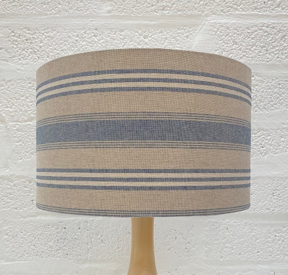 Blue French Linen Striped Fabric Drum Lamp Shade Various Uk Blue French Linen Striped Fabric Drum, What Is A French Drum Lamp Shader