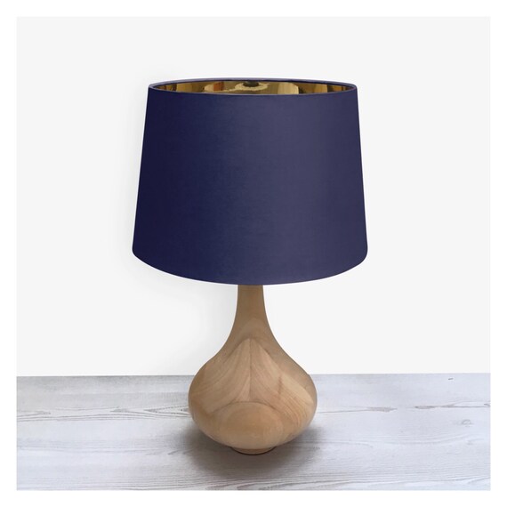 Navy Blue Mirror Gold Tapered Lampshade Empire Cone Lamp