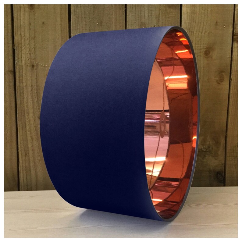 Mirror Copper & Navy Blue Drum Lampshade Lightshade 20cm 25cm Etsy