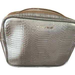 Victoria&#39;s Secret Faux Silver Cross body purse, gold chain snake skin