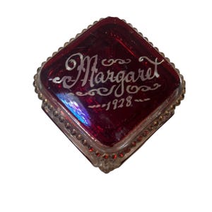 Ruby Flash Red Antique Trinket Box 1928