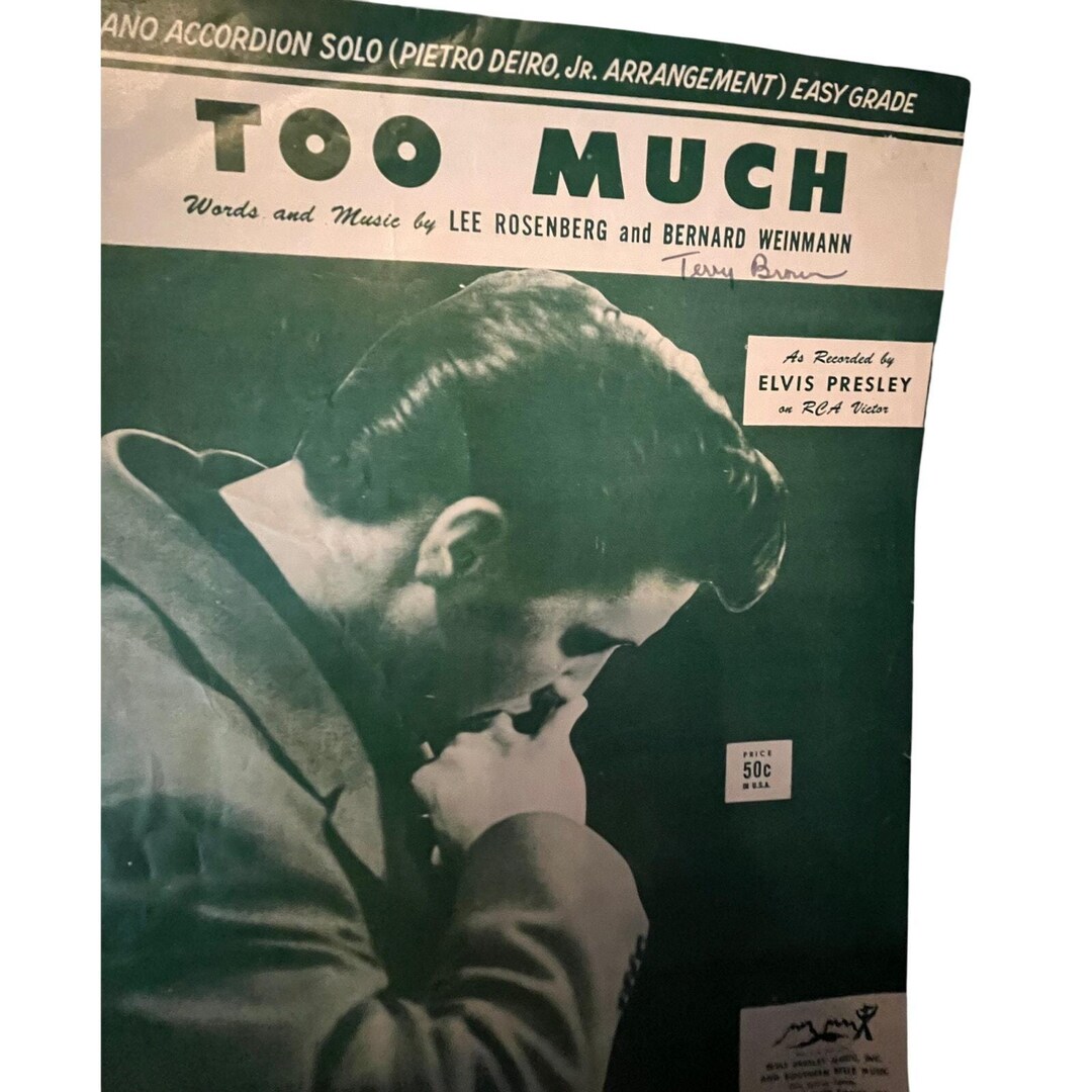 Elvis Presley Too Much, Sheet Music, Vintage, 1950's - Etsy