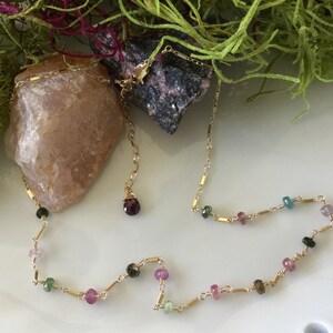 Watermelon Tourmaline and Goldfilled Choker Necklace Tourmaline NecklaceTourmaline Jewelry Goldfilled Necklace Goldfilled Jewelry Choker