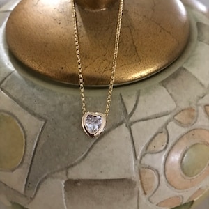Goldfilled Heart Necklace: CZ Pendant, Elegant Rolo Chain