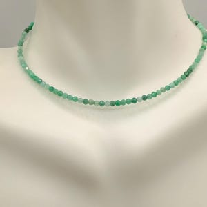 Emerald Choker Necklace Beaded Choker Gemstone Choker Emerald Necklace Sterling Silver Necklace Beaded Necklace Emerald Beads Silver Chain